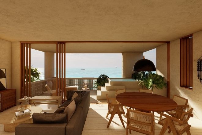 3 br Beachfront Condo, Bahia Tulúm